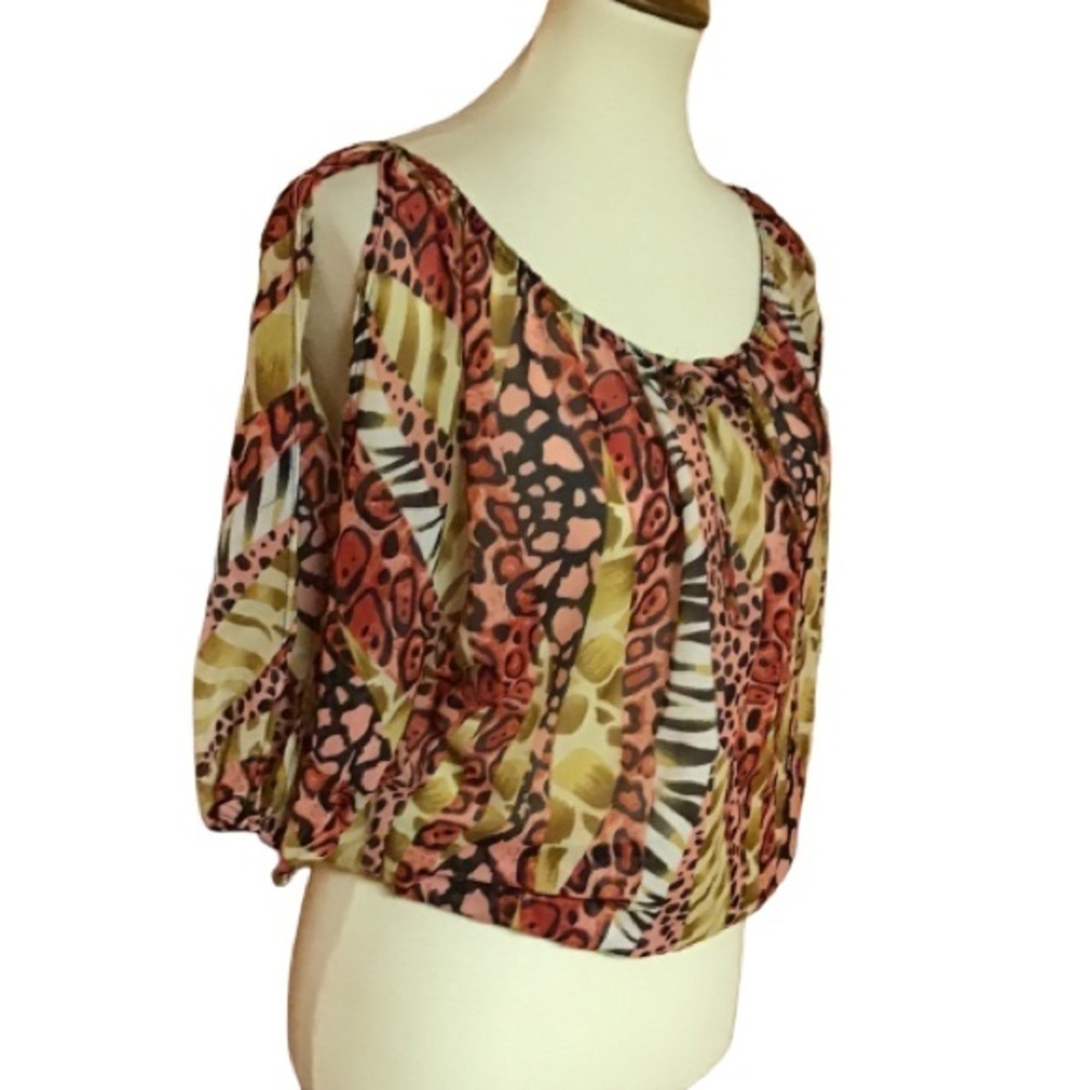 Bright cold shoulder Y2K top